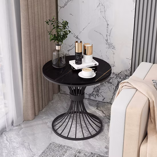 Tavolino e tavolino con piano in pietra sinterizzata, marmo di lusso, moderno, in acciaio inossidabile dorato, per soggiorno