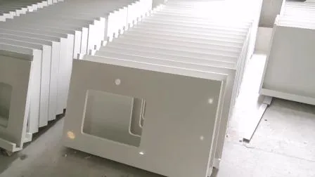 Piano di lavoro in pietra in resina artificiale da appoggio in superficie solida bianca su misura