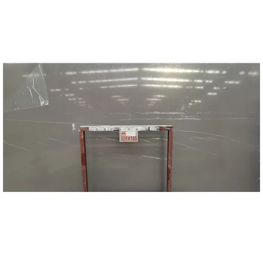 Lastra di marmo artificiale Piano di lavoro della cucina in pietra ingegnerizzata controsoffitto lucido grigio scuro